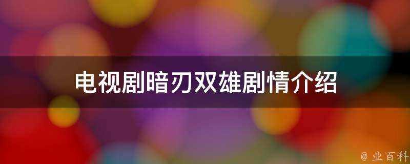 電視劇暗刃雙雄劇情介紹