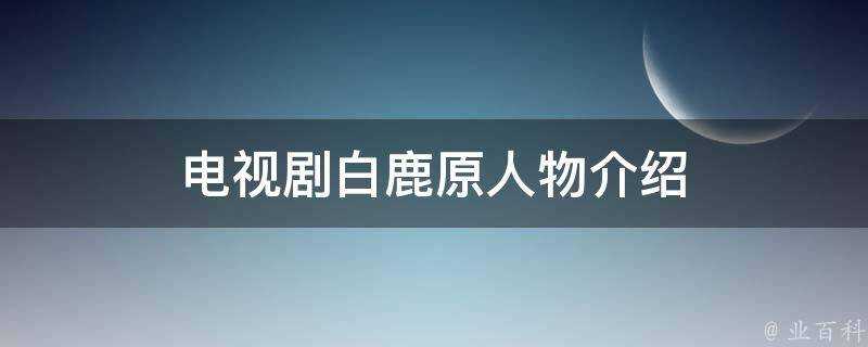 電視劇白鹿原人物介紹