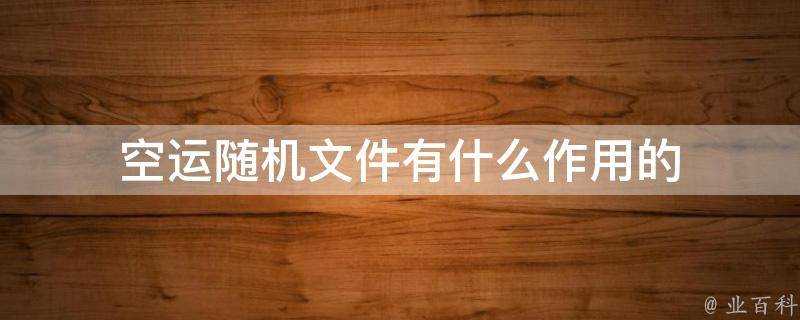 空運隨機檔案有什麼作用的