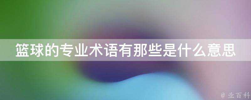 籃球的專業術語有那些是什麼意思