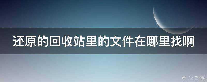 還原的回收站裡的檔案在哪裡找啊