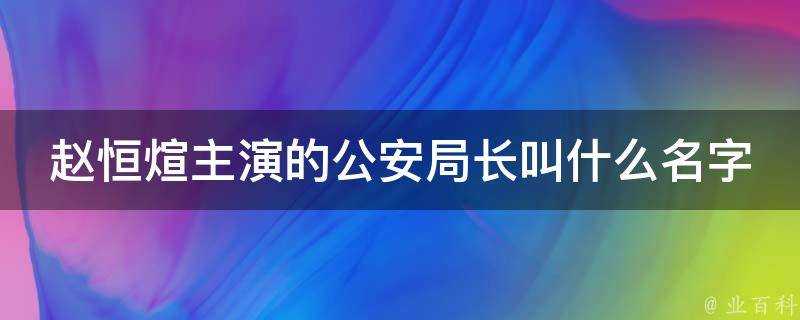 趙恆煊主演的公安局長叫什麼名字