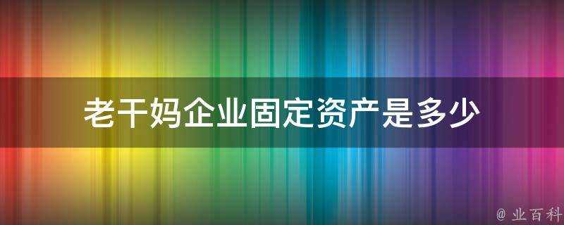 老乾媽企業固定資產是多少