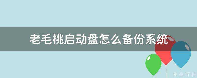 老毛桃啟動盤怎麼備份系統