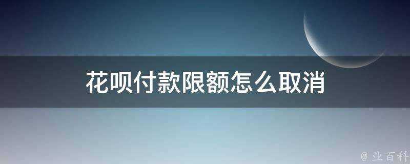 花唄付款限額怎麼取消