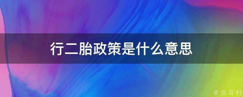 行二胎政策是什麼意思