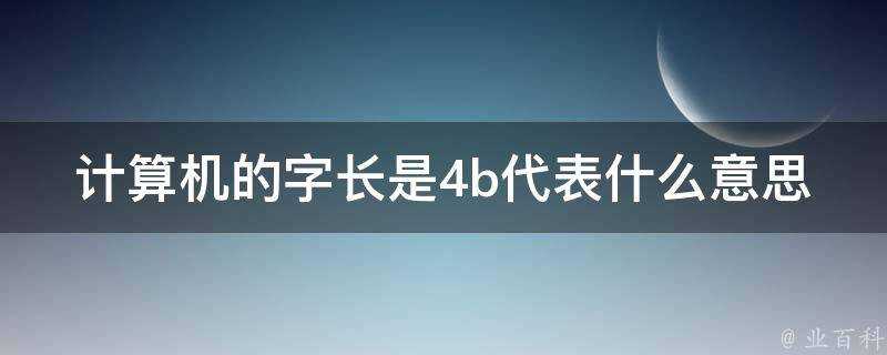 計算機的字長是4b代表什麼意思