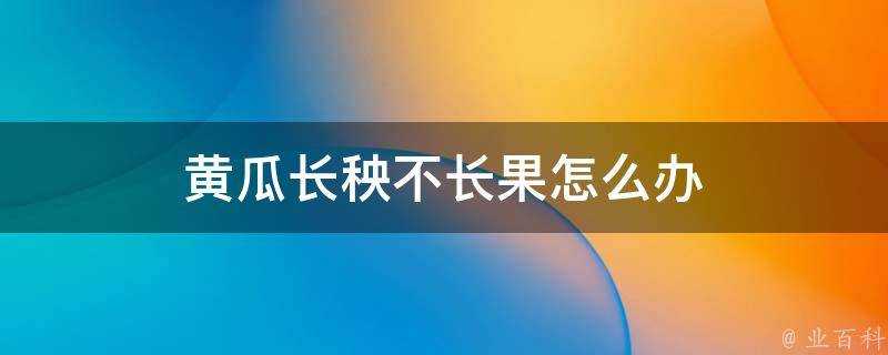 黃瓜長秧不長果怎麼辦