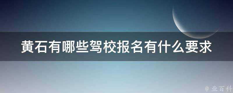 黃石有哪些駕校報名有什麼要求