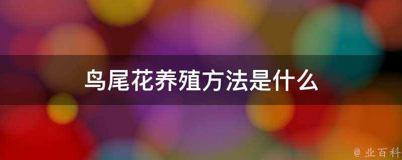 鳥尾花養殖方法是什麼