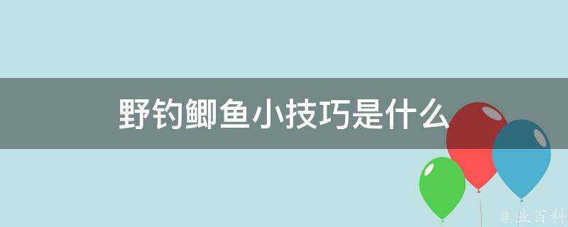 野釣鯽魚小技巧是什麼