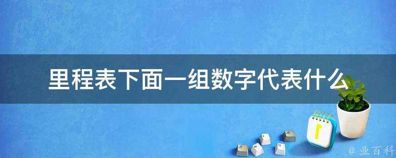 里程錶下面一組數字代表什麼