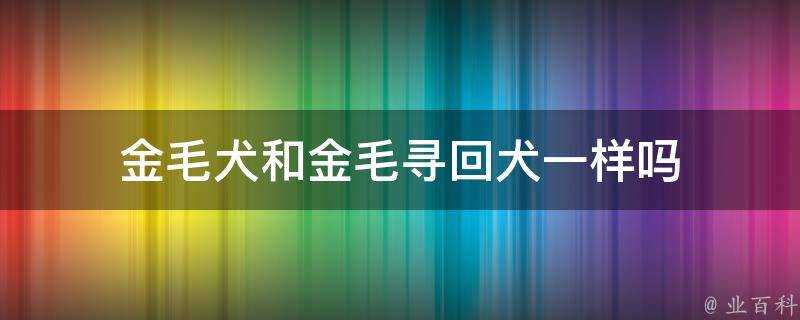 金毛犬和金毛尋回犬一樣嗎