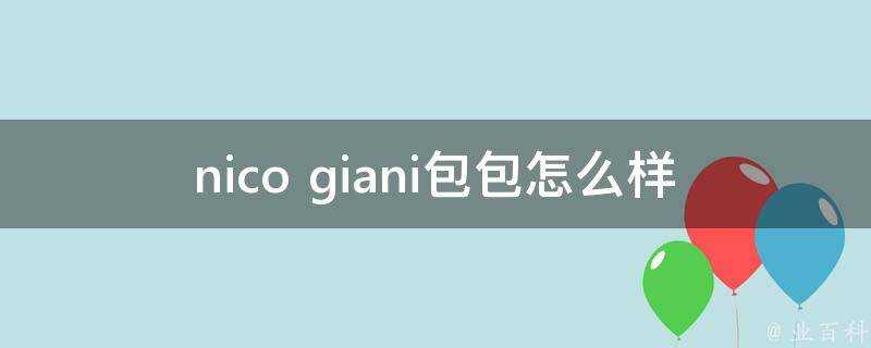 nico giani包包怎麼樣