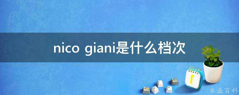 nico giani是什麼檔次