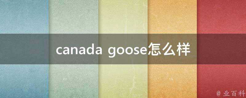canada goose怎麼樣