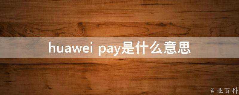 huawei pay是什麼意思