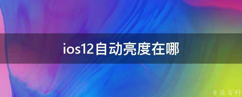 ios12自動亮度在哪