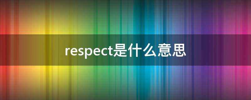 respect是什麼意思