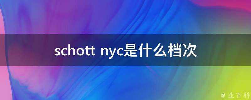 schott nyc是什麼檔次