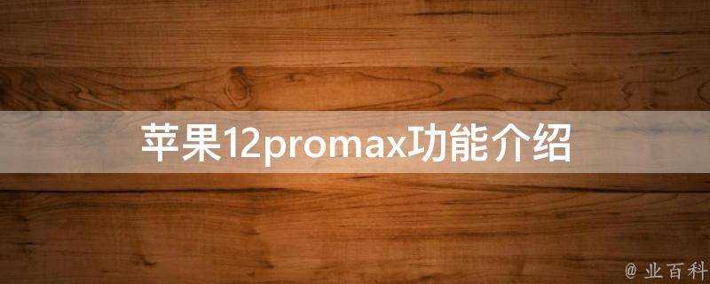 蘋果12promax功能介紹