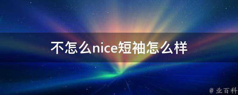 不怎麼nice短袖怎麼樣