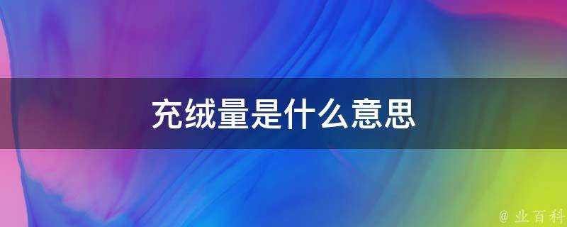 充絨量是什麼意思