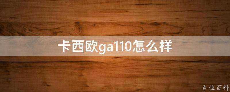 卡西歐ga110怎麼樣