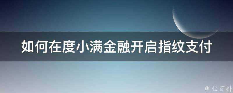 如何在度小滿金融開啟指紋支付