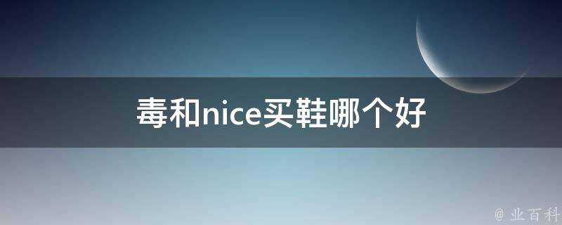 毒和nice買鞋哪個好