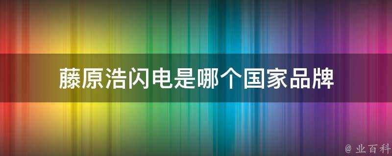 藤原浩閃電是哪個國家品牌