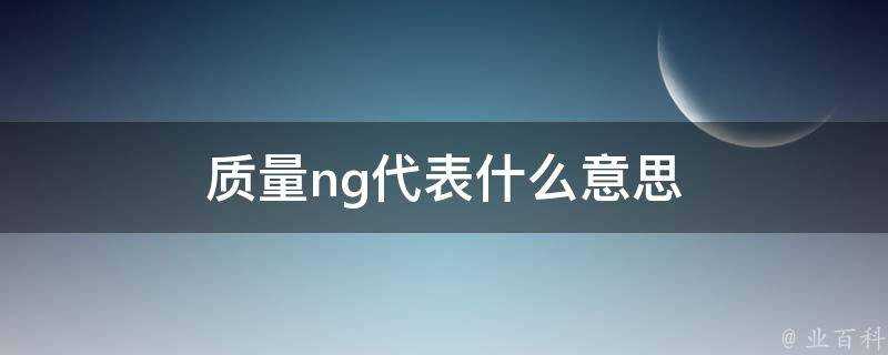 質量ng代表什麼意思